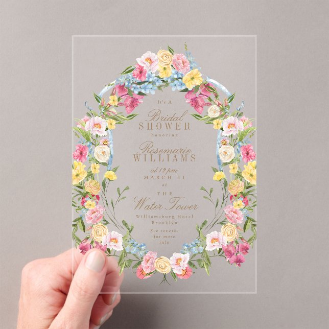 Vintages französisches Wappen Brautparty Acryleinladungen (Insitu (Handheld))