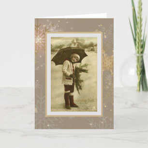 Vintages französisches Weihnachtskind Feiertagskarte