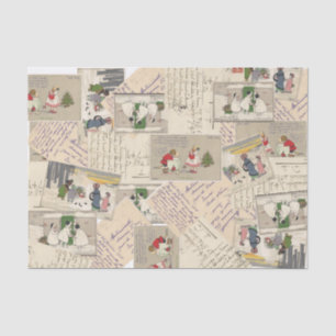 Vintages französisches Weihnachtszettel für Kinder Seidenpapier