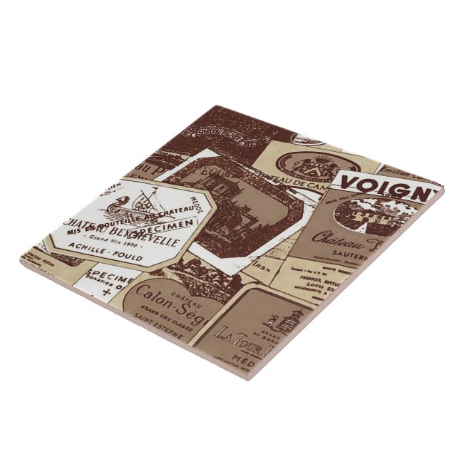 Vintages französisches Weinetikett Fliese (Seite)