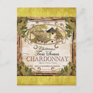Vintages französisches Weinlabel Postkarte