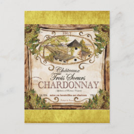 Vintages französisches Weinlabel Postkarte