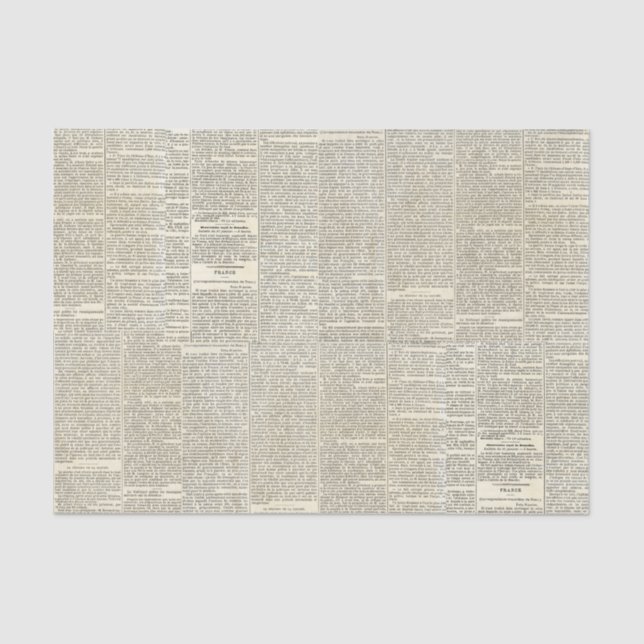 Vintages französisches Zeitungszettel Seidenpapier (Vorderseite)