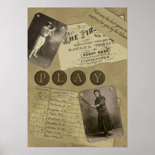 Vintages Frauenbaseballbuch drucken Poster