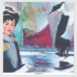 Vintages Frauenportrait mit Abstraktem Hintergrund Aufkleber