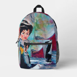 Vintages Frauenportrait mit Abstraktem Hintergrund Bedruckter Rucksack