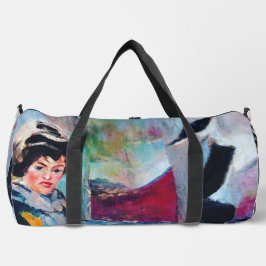 Vintages Frauenportrait mit Abstraktem Hintergrund Duffle Bag