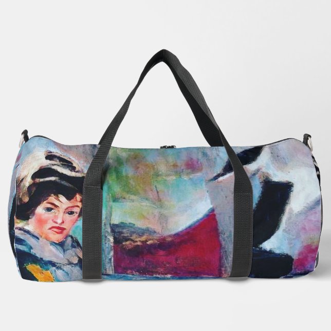 Vintages Frauenportrait mit Abstraktem Hintergrund Duffle Bag (Vorderseite)