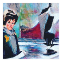 Vintages Frauenportrait mit Abstraktem Hintergrund