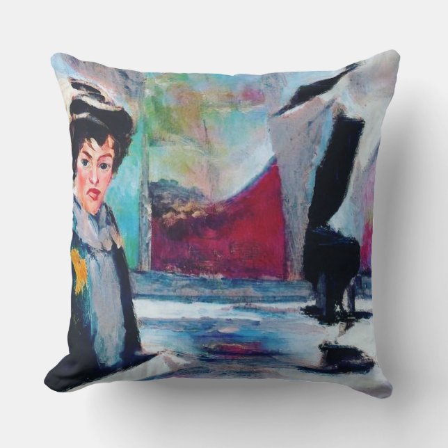 Vintages Frauenportrait mit Abstraktem Hintergrund Kissen (Vorderseite)