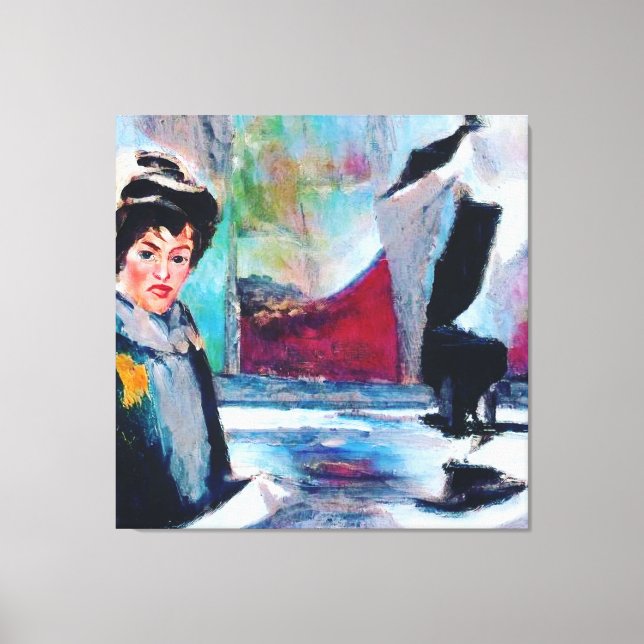 Vintages Frauenportrait mit Abstraktem Hintergrund Leinwanddruck (Vorderseite)