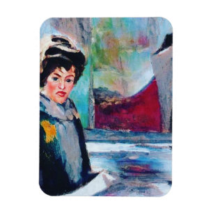 Vintages Frauenportrait mit Abstraktem Hintergrund Magnet