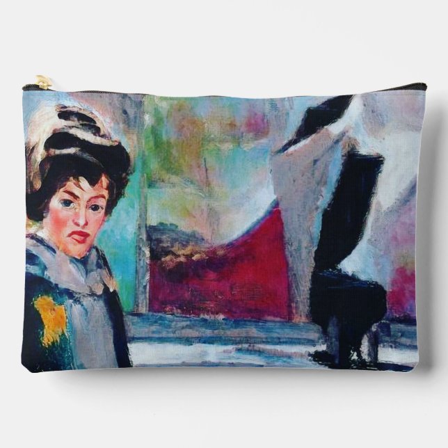 Vintages Frauenportrait mit Abstraktem Hintergrund Zubehörtasche (Vorderseite)