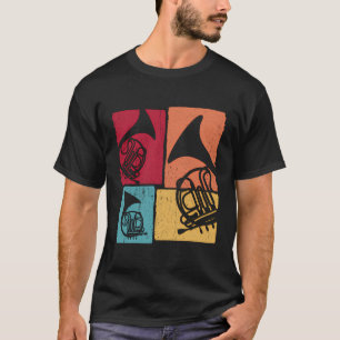 Vintages Freench Horn Retro Musik Liebe Musik T-Shirt