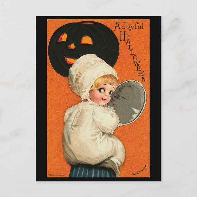 Vintages freudiges Halloween-Baby Postkarte (Vorderseite)