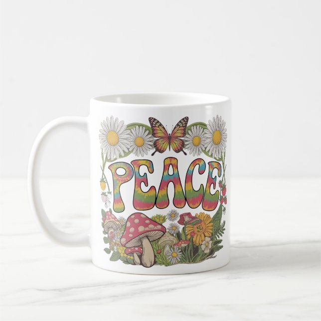 "Vintages Friedensdesign in Krawatte Kaffeetasse (Links)