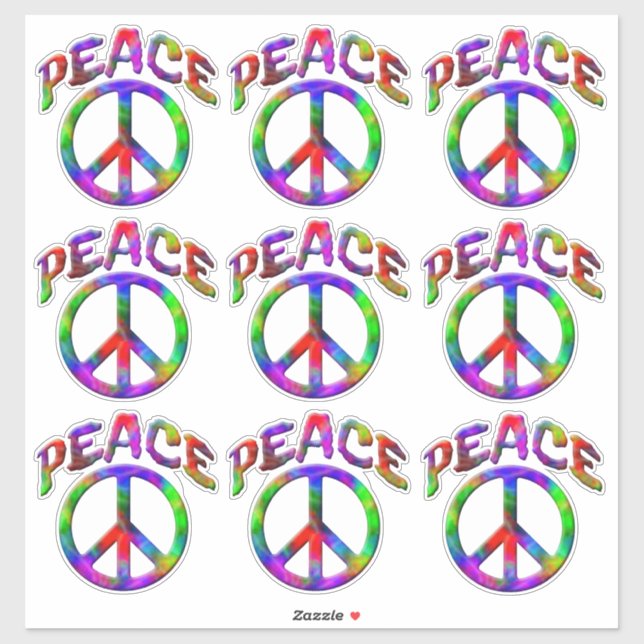 Vintages Friedenszeichen - farbenfrohe Klebekleber Aufkleber (Blatt)