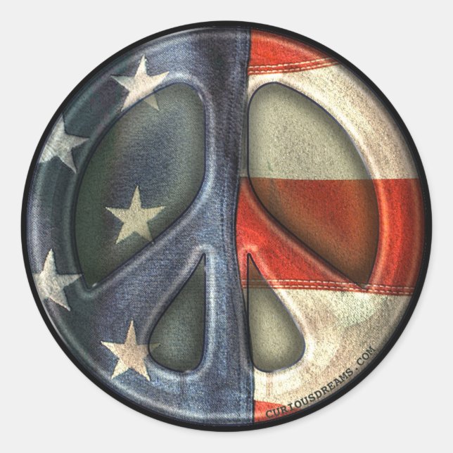 Vintages Friedenszeichen Runder Aufkleber (Vorderseite)