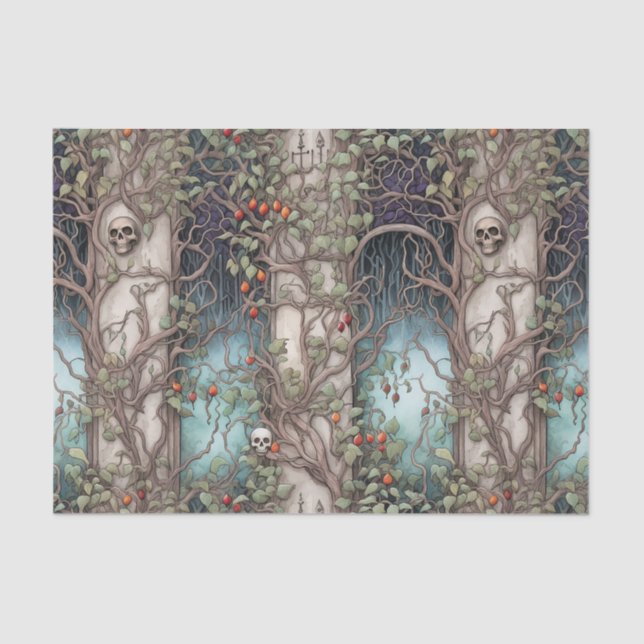 Vintages FriedhofHalloween Seidenpapier (Vorderseite)