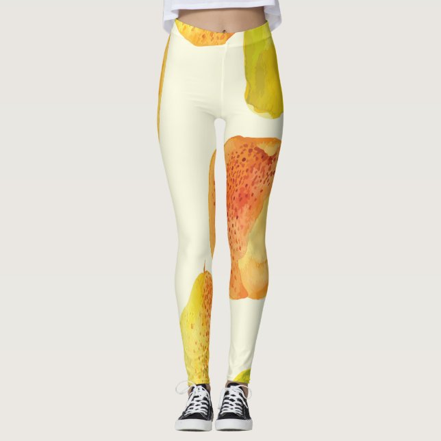 Vintages Frischobst Wasserfarbendesign Leggings (Vorderseite)