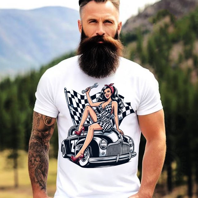 Vintages Frisierte Auto Racing Button-Up T-Shirt (Von Creator hochgeladen)