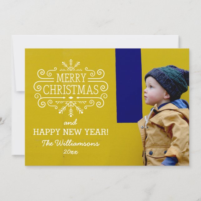 Vintages frohe Weihnachten Snowflake Foto (Vorderseite)