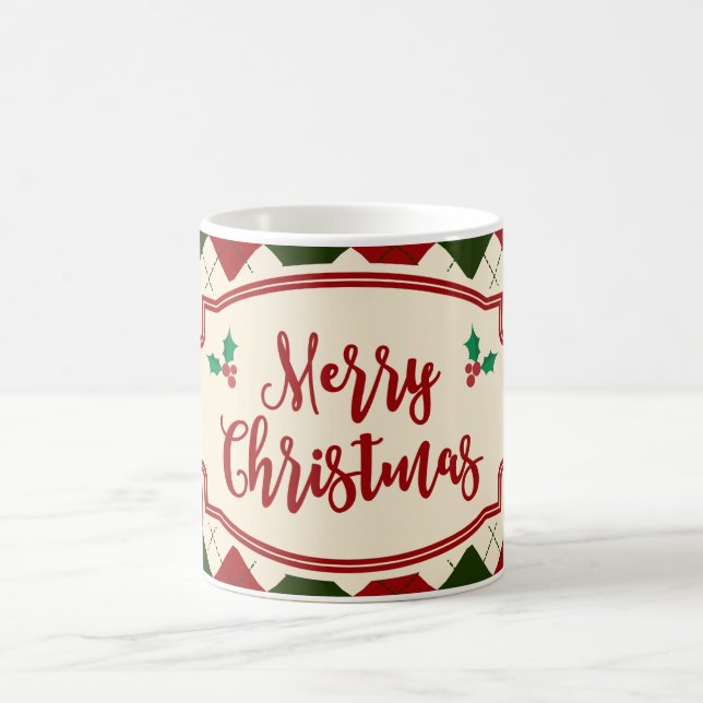 Vintages fröhliches Weihnachtsdesign Kaffeetasse (Mittel)