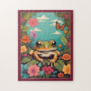 Vintages Froschpuzzle - charmantes Tier Puzzle