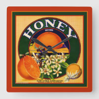 Vintages Fruchtetikett Orangen Wand-Uhr