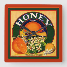 Vintages Fruchtetikett Orangen Wand-Uhr