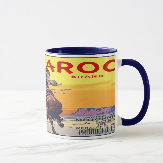 Vintages Fruchtkäfigetikett Tasse (Rechts)