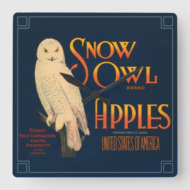 Vintages Fruchtkäfigsiegel  Quadratische Wanduhr (Vorderseite)