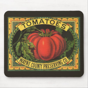Vintages Fruchtkorb-Etikett Art, Wayne Co Tomaten Mousepad