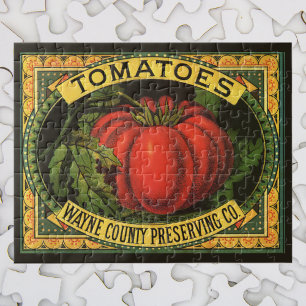 Vintages Fruchtkorb-Etikett Art, Wayne Co Tomaten Puzzle