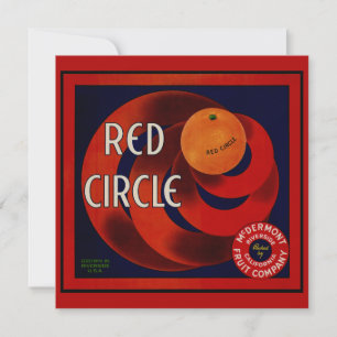 Vintages Fruchtkorb-Label Art Red Circle Orange Einladung