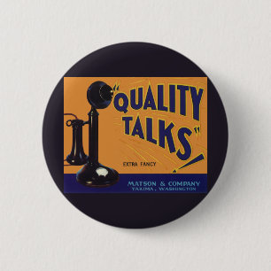 Vintages Fruchtkorb Label Kunst, altmodisches Tele Button