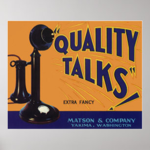 Vintages Fruchtkorb Label Kunst, altmodisches Tele Poster