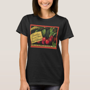 Vintages Fruchtkorb-Label Kunst, Baumkirschen T-Shirt