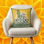 Vintages Fruchtkorb-Siegel Art Herr Grass Asparagu Kissen<br><div class="desc">Vintage Illustration Obstkiste Kunst für Grass Asparagus. Retro-Fruchtkäfiglabel mit einem Spargelspeer mit Sonnenbrille.</div>