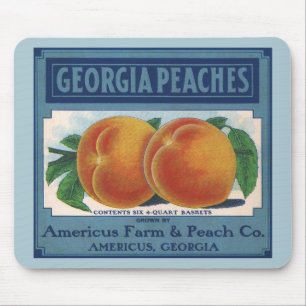 Vintages Fruchtkornlabel Art, Georgia Pfirsiche Mousepad