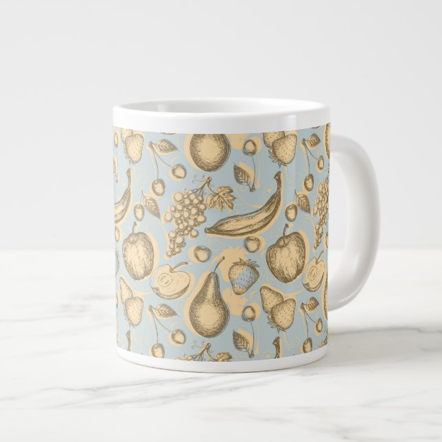 Vintages Fruchtmuster Jumbo-Tasse (Vorderseite Rechts)