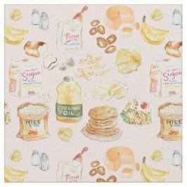 Vintages Frühstück, Aquarellmuster - Mehl, Brot Stoff