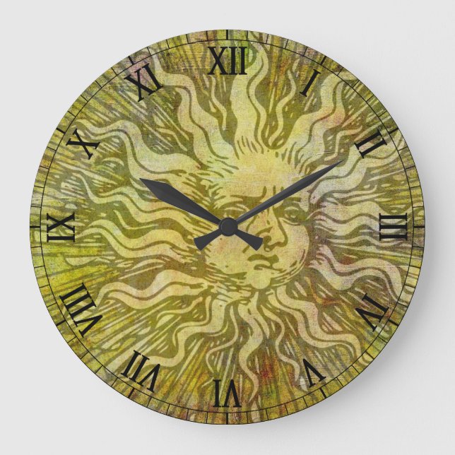 Vintages Full Sun-Gesicht Große Wanduhr (Vorderseite)