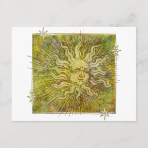 Vintages Full Sun-Gesicht Postkarte