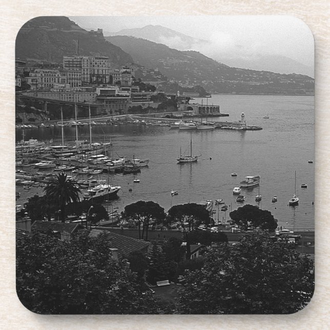 Vintages Fürstentum Monaco Der Hafen Getränkeuntersetzer (Vorderseite)