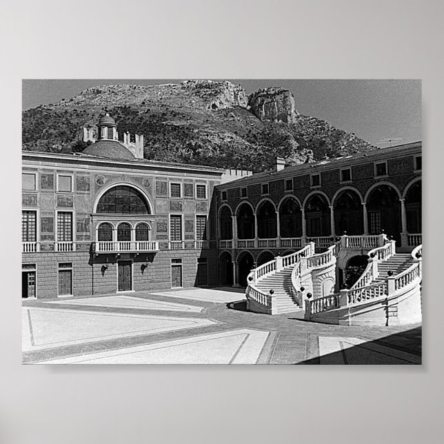 Vintages Fürstentum Monaco Palast Hof Poster (Vorne)
