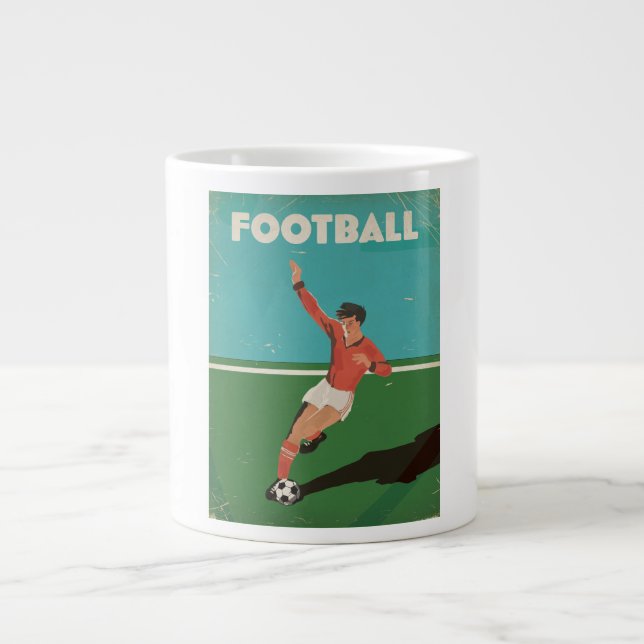 Vintages Fußballplakat Jumbo-Tasse (Vorderseite)