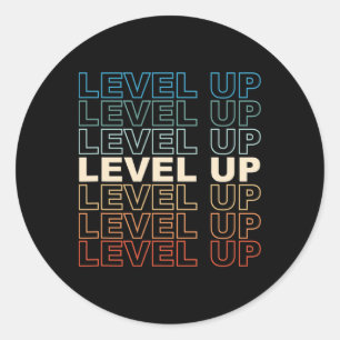 Vintages Gamer Level Up Video Game Lover Retro Gam Runder Aufkleber