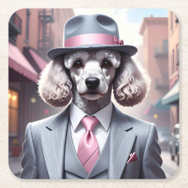 Vintages Gangster Poodle Rechteckiger Pappuntersetzer