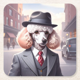 Vintages Gangster Poodle Rechteckiger Pappuntersetzer